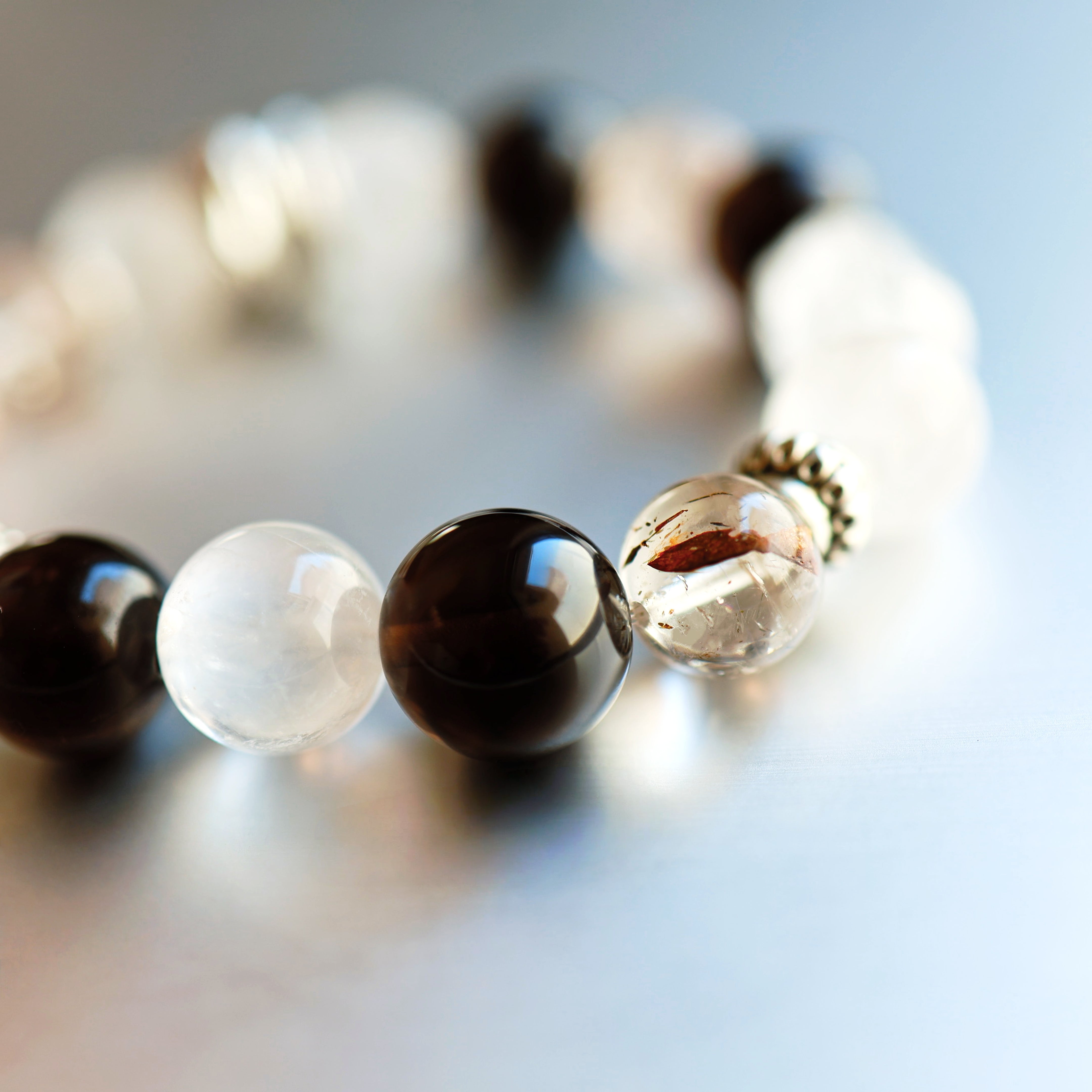 Smoky Rutilated Quartz Bracelet Protection | Wealth | Focus