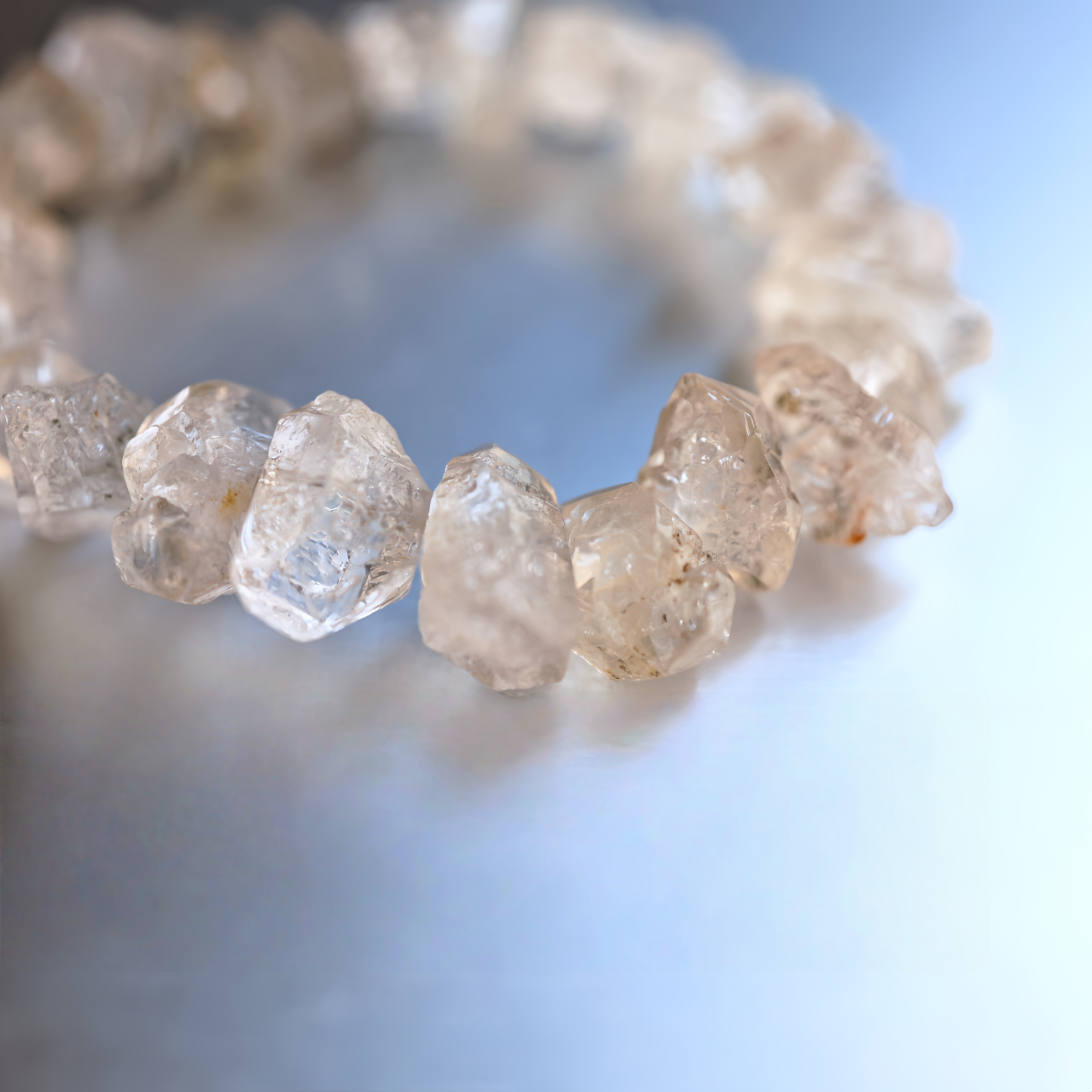 Herkimer Diamond Quartz Bracelet | Powerful Energy Amplifier · Supports Meditation · Aura Protection