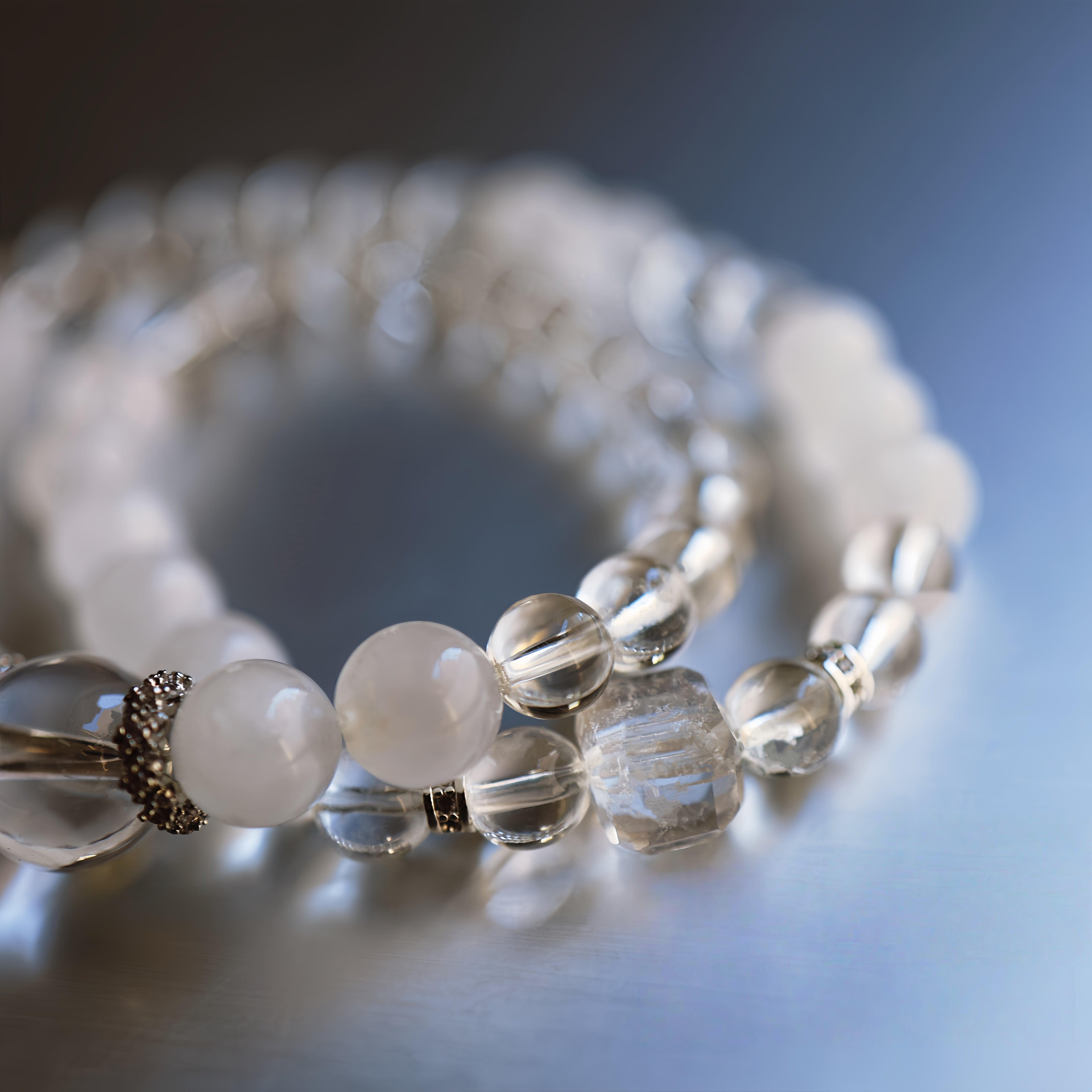 White Quartz Double Layer Bracelet | Energy Purification . Career Success . Meditation Aid