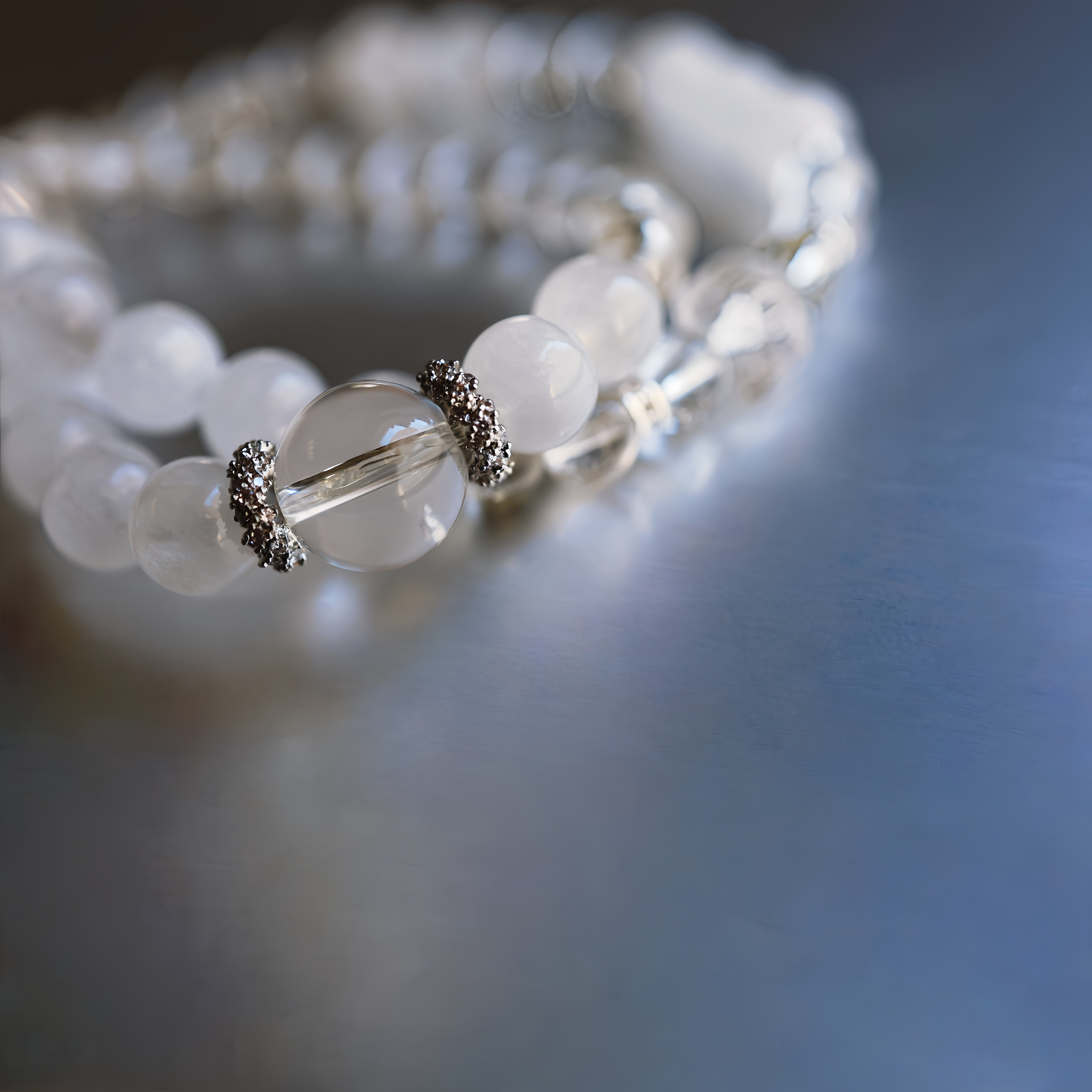 White Quartz Double Layer Bracelet | Energy Purification . Career Success . Meditation Aid