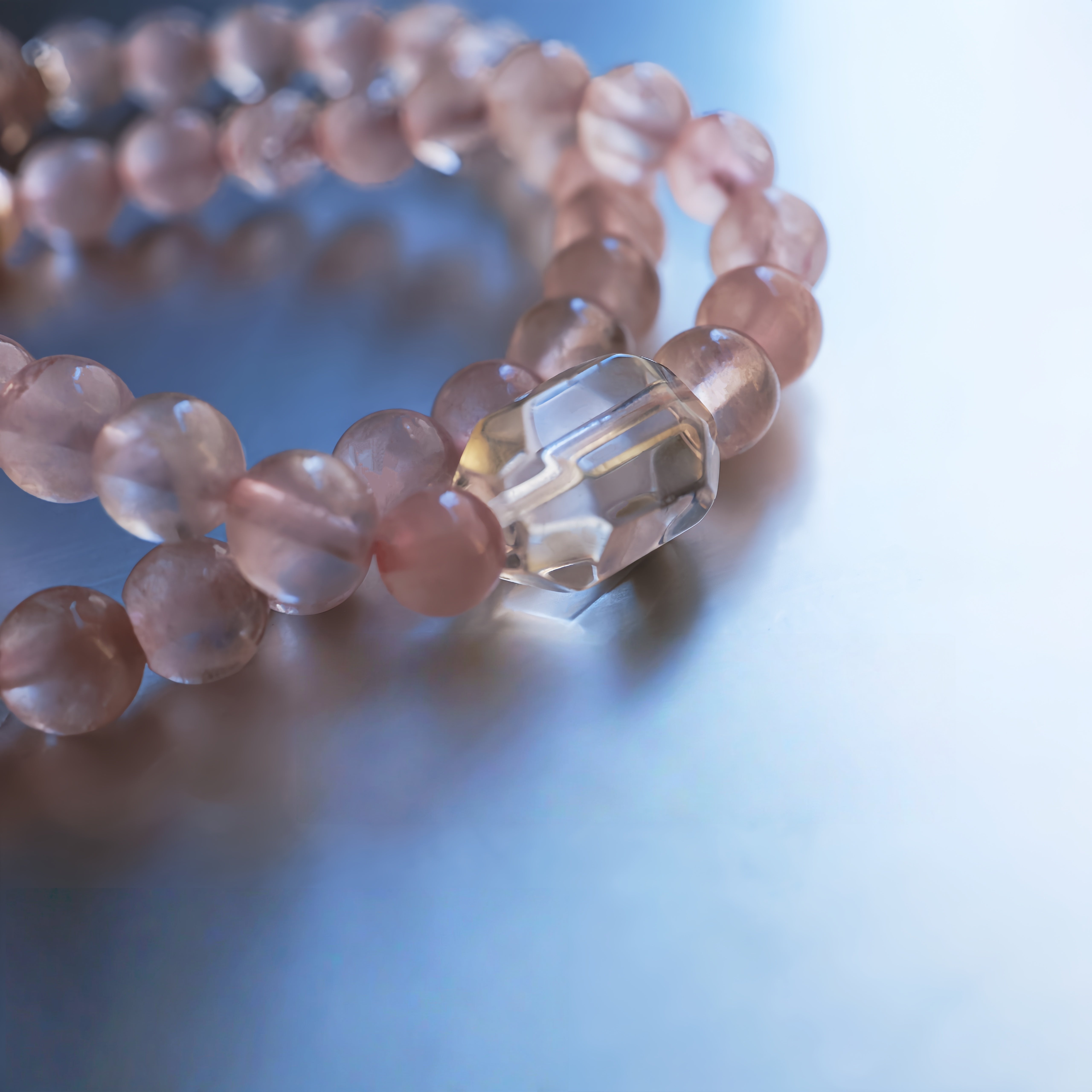 Rose Phantom Quartz Double Layer Bracelet | Attracts Love · Boosts Charm · Supports Emotional Healing