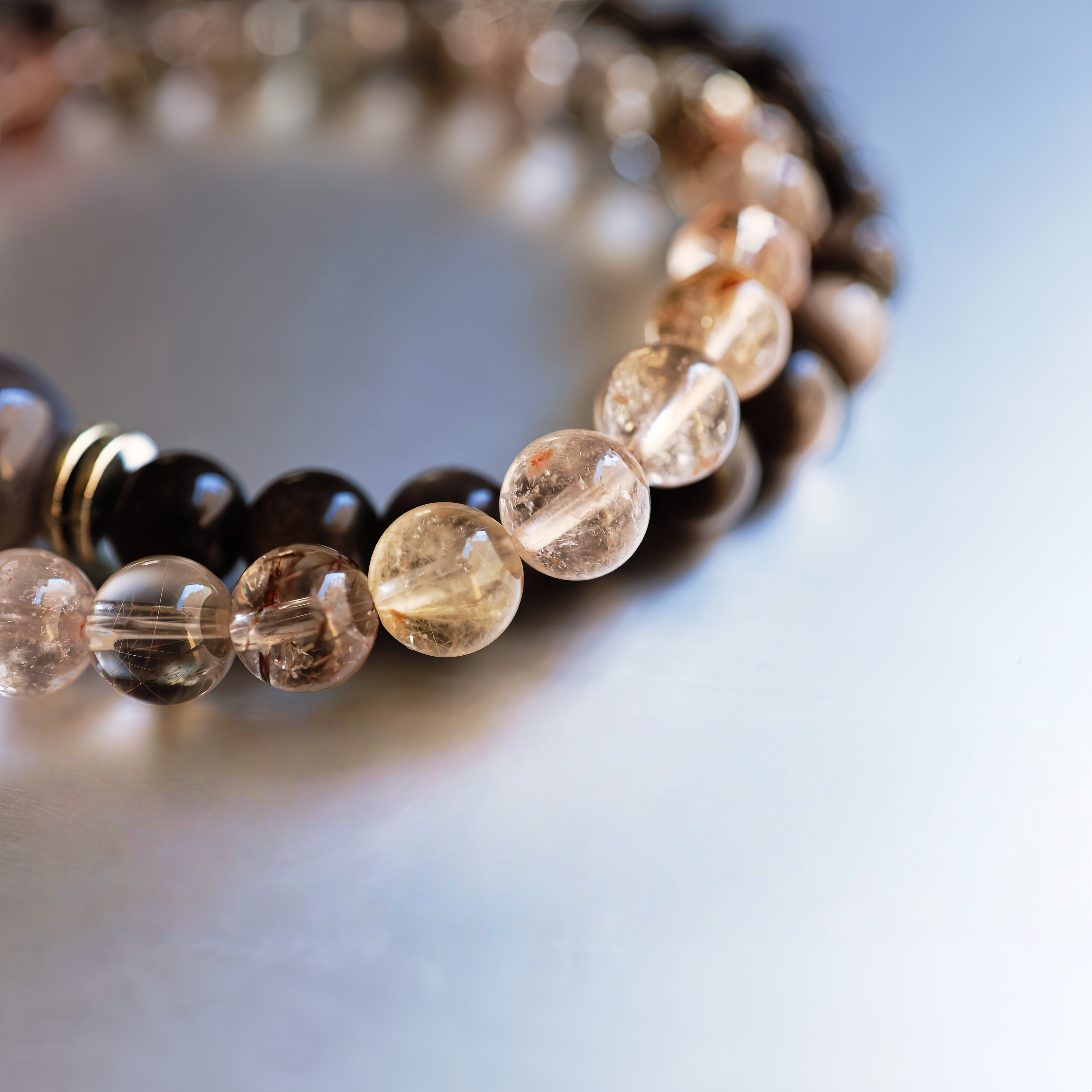 Multi color Rutilated Quartz Double Layer Bracelet | Good Fortune · Attracts Luck · Relieves Stress