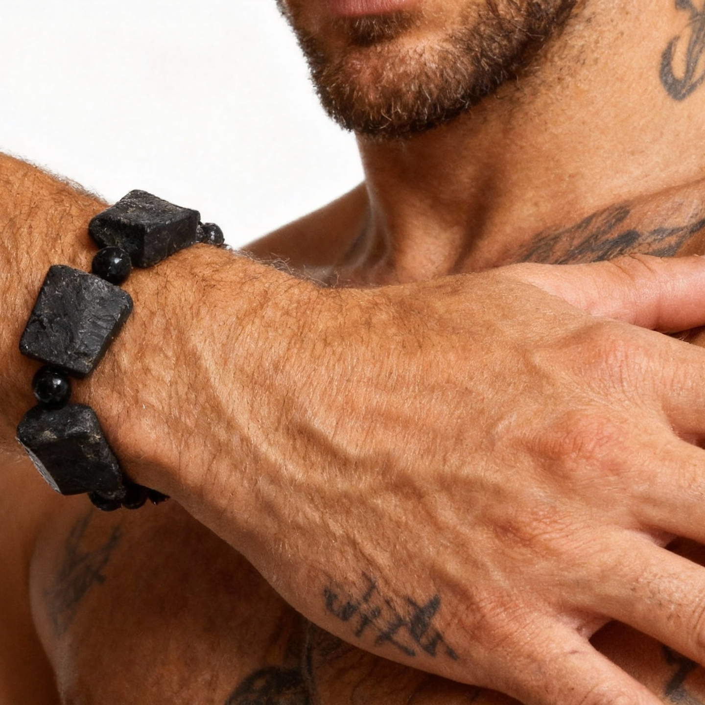 Black Tourmaline Raw Stone Bracelet | Protect Your Energy · Find Your Calm