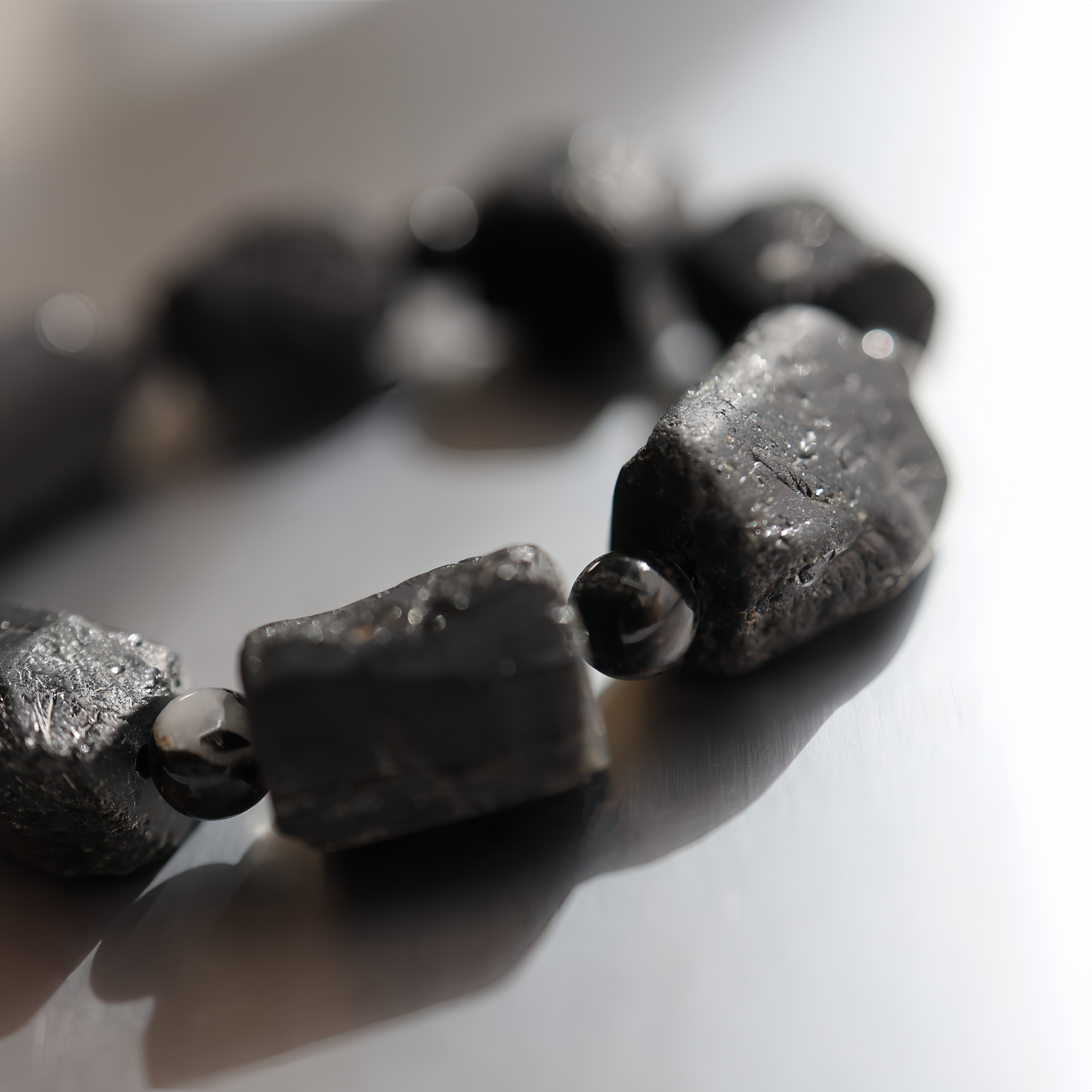 Black Tourmaline Raw Stone Bracelet | Protect Your Energy · Find Your Calm