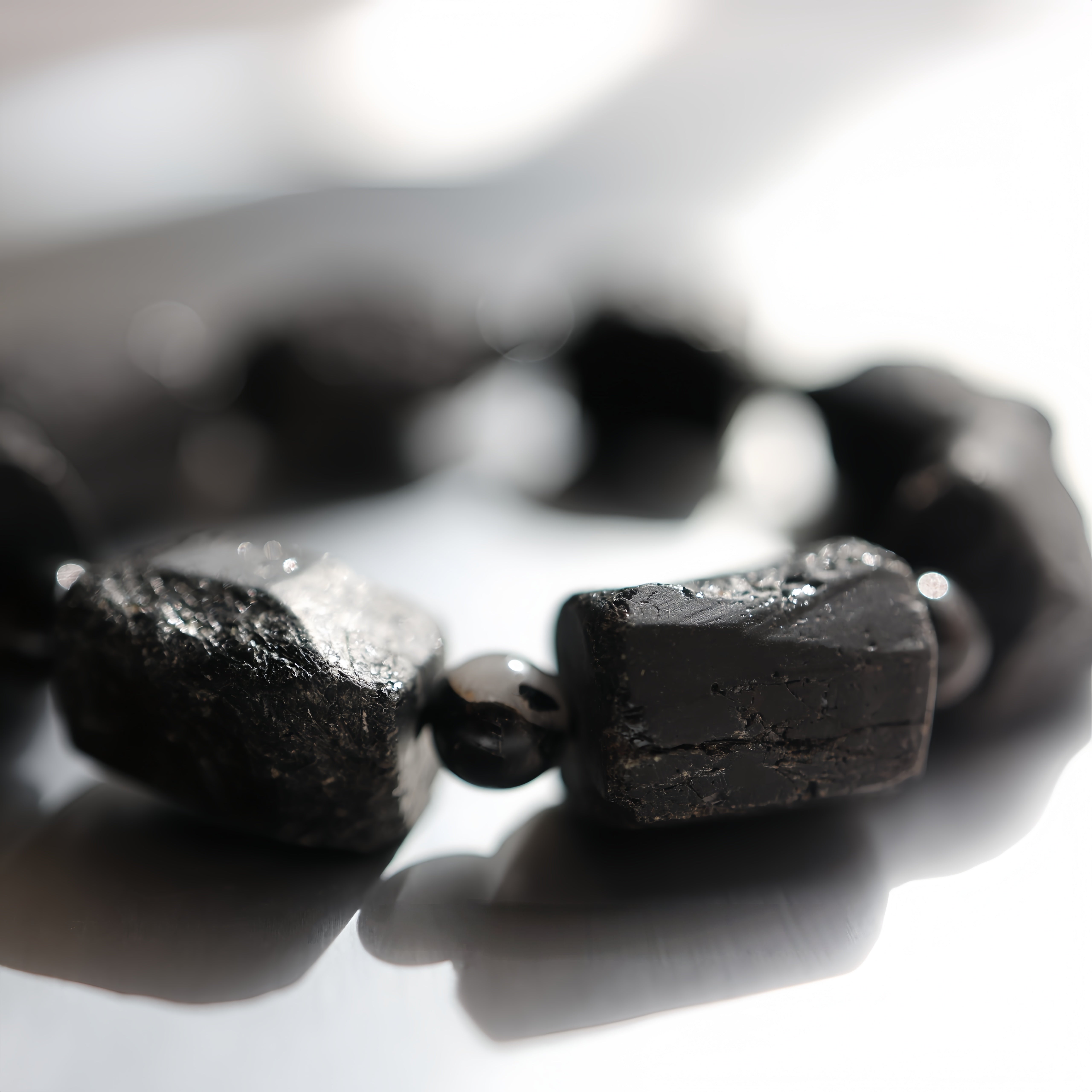 Black Tourmaline Raw Stone Bracelet | Protect Your Energy · Find Your Calm