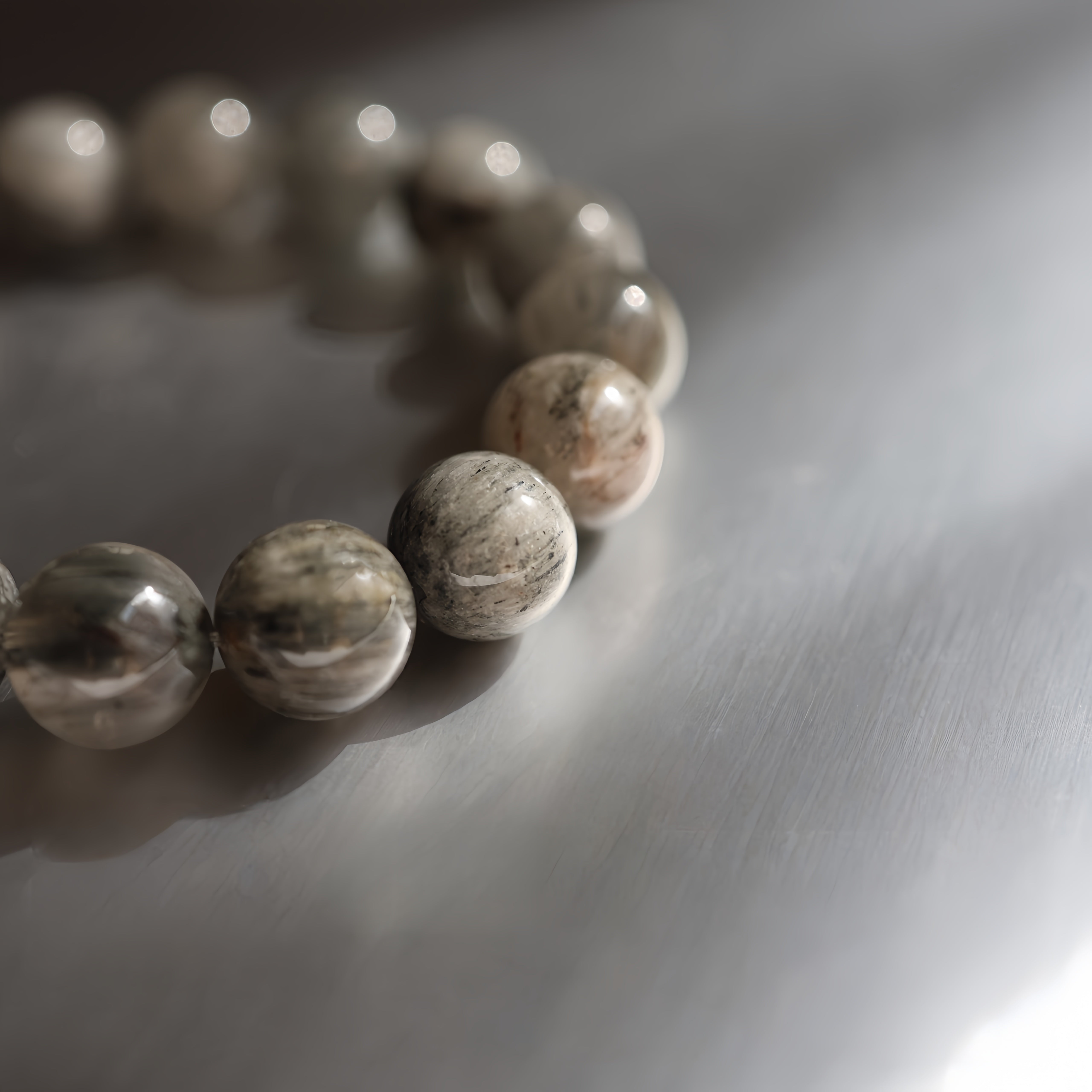 Grey Rabbit Hair Phantom Quartz Bracelet | Energy Cleansing · Emotional Balance · Intuition Boost