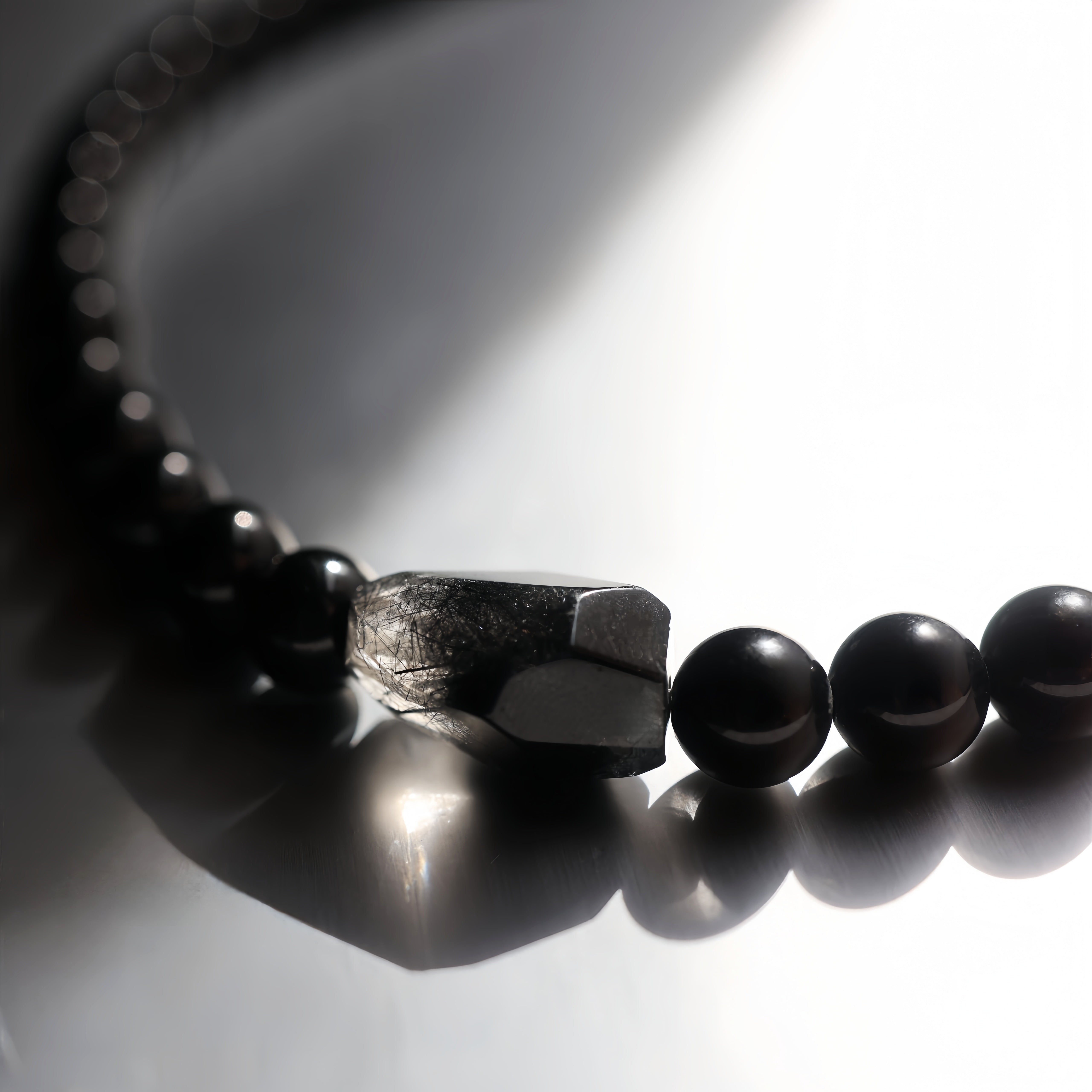 Obsidian + Black Rutilated Quartz Dual Energy Necklace | Protection · Focus · Energy Balance