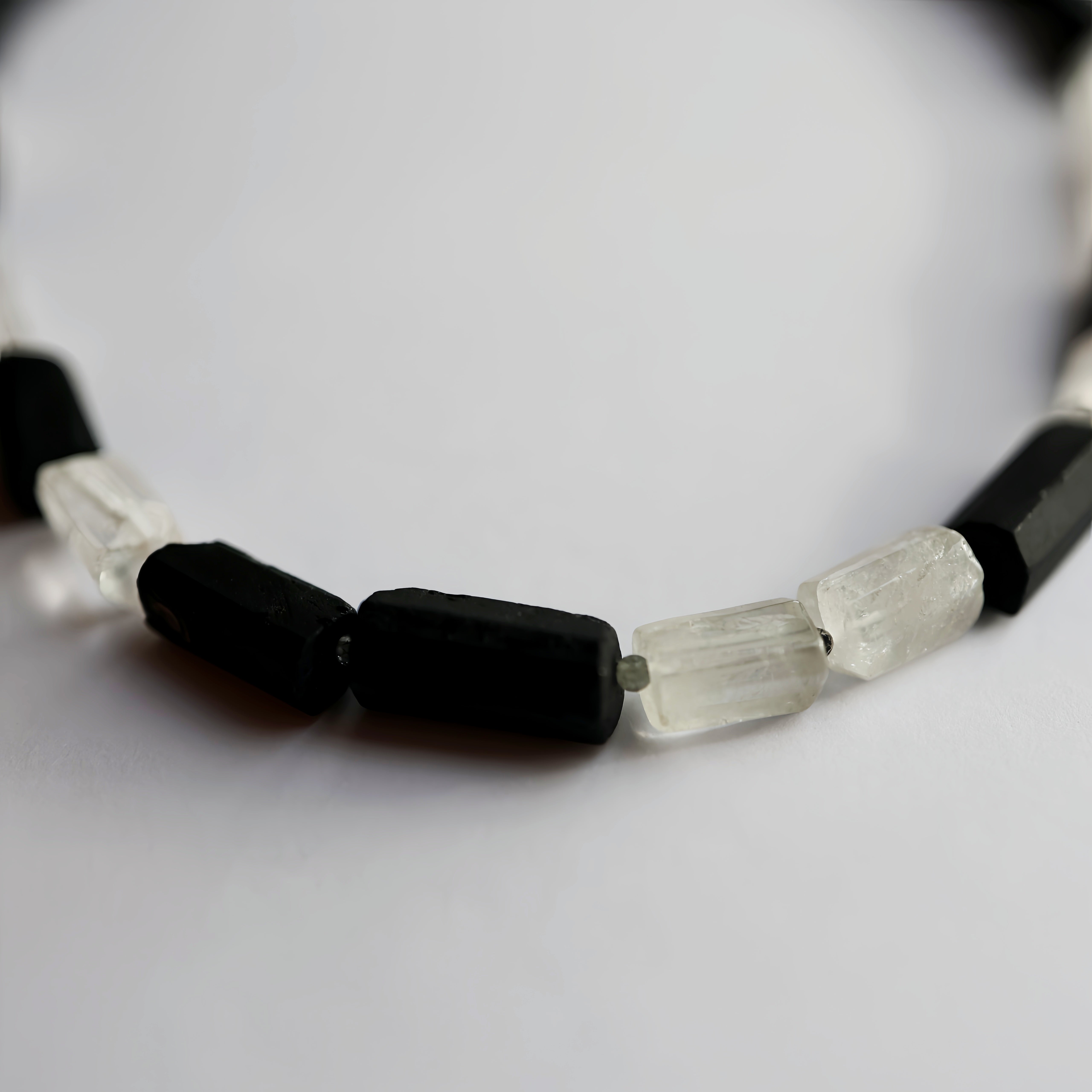 Black Tourmaline & Clear Quartz Necklace | Protection · Balance · Cleanse