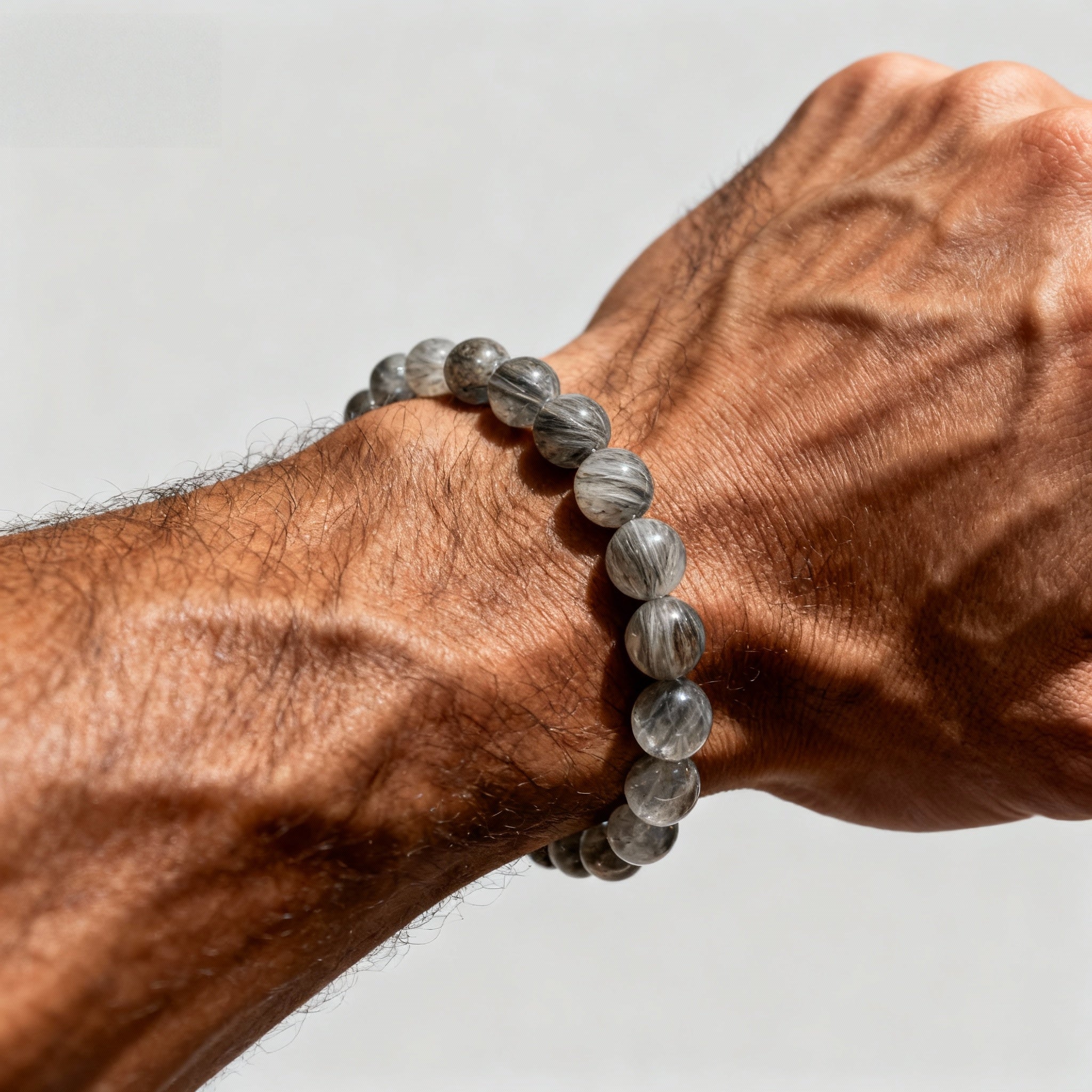 Grey Rabbit Hair Phantom Quartz Bracelet | Energy Cleansing · Emotional Balance · Intuition Boost