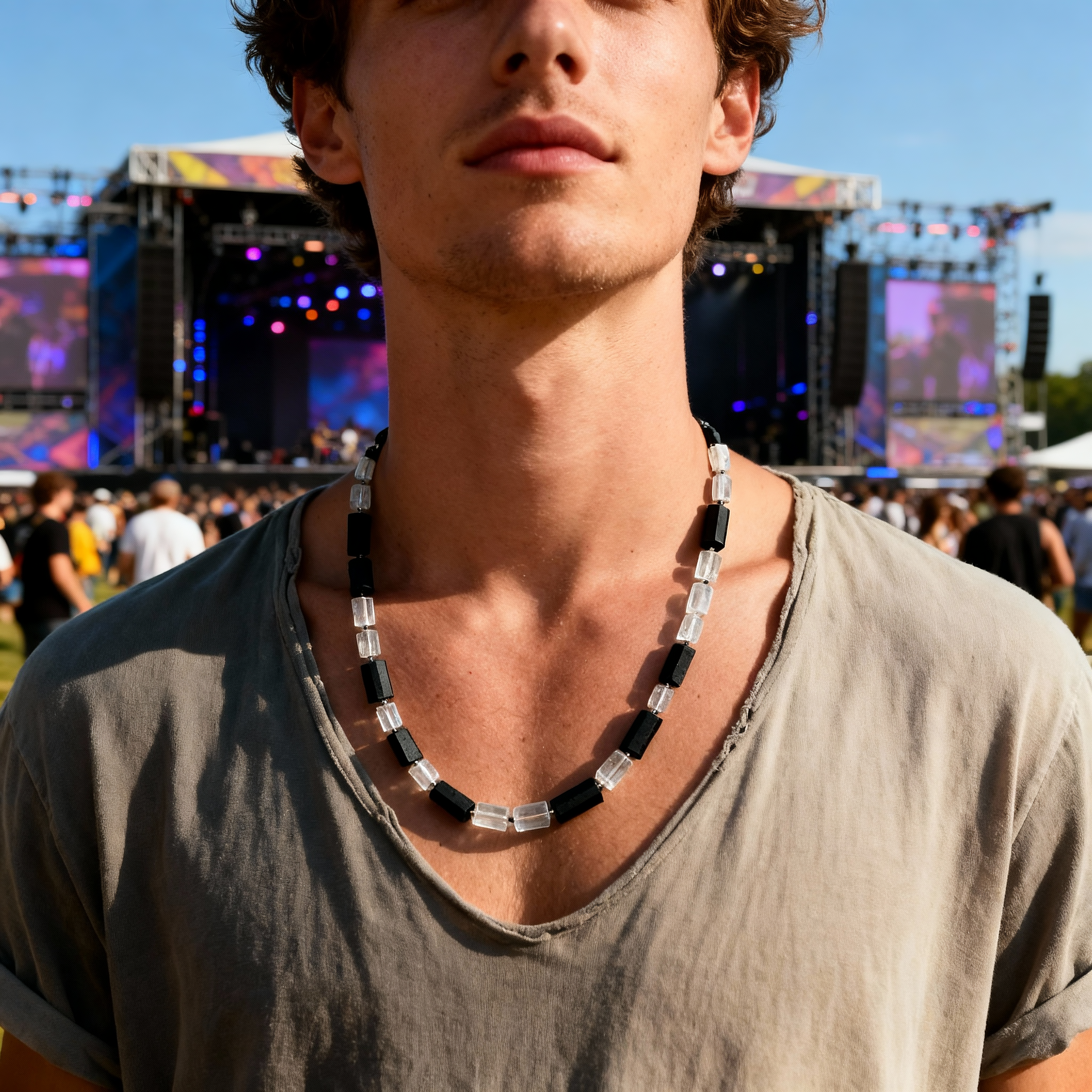 Black Tourmaline & Clear Quartz Necklace | Protection · Balance · Cleanse