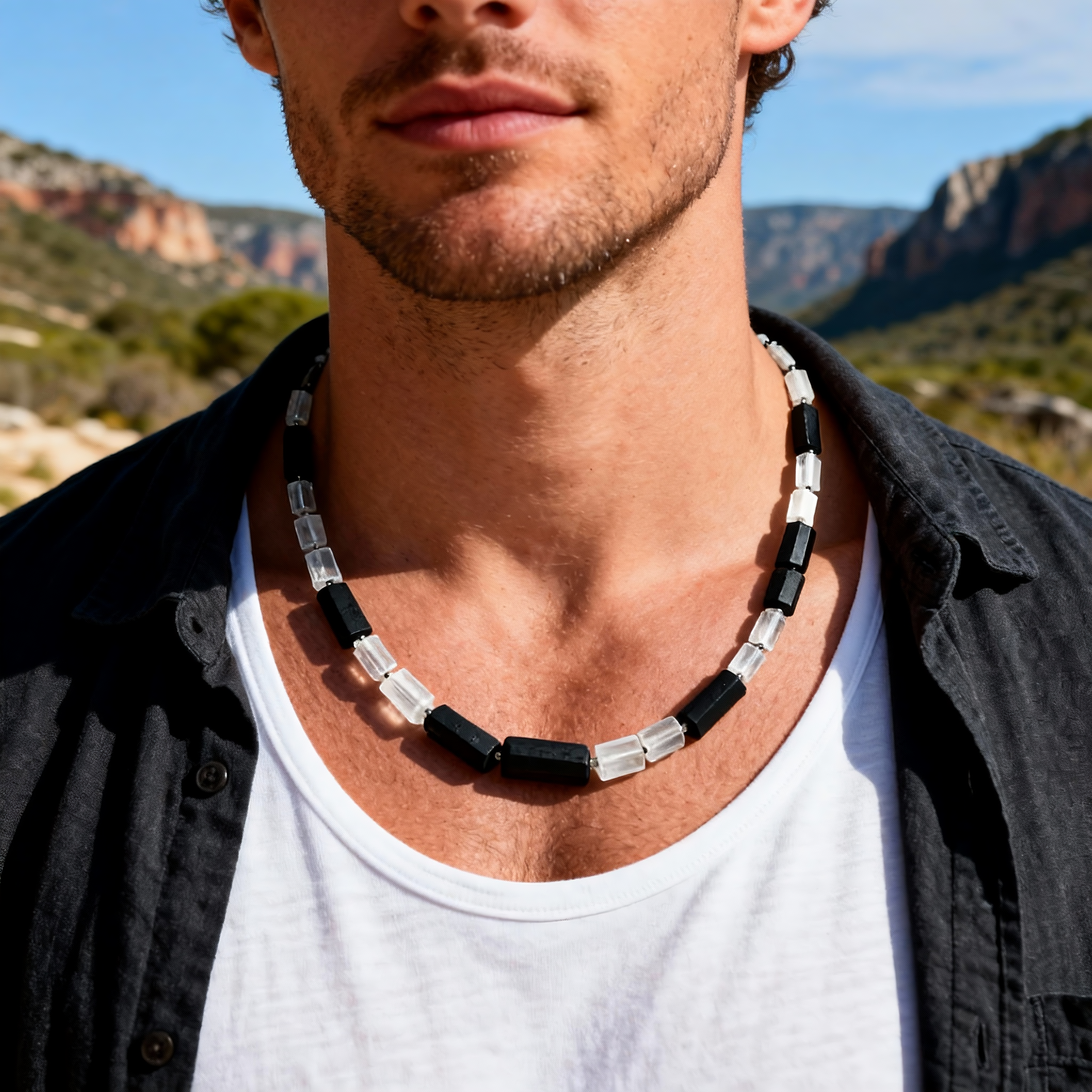 Black Tourmaline & Clear Quartz Necklace | Protection · Balance · Cleanse