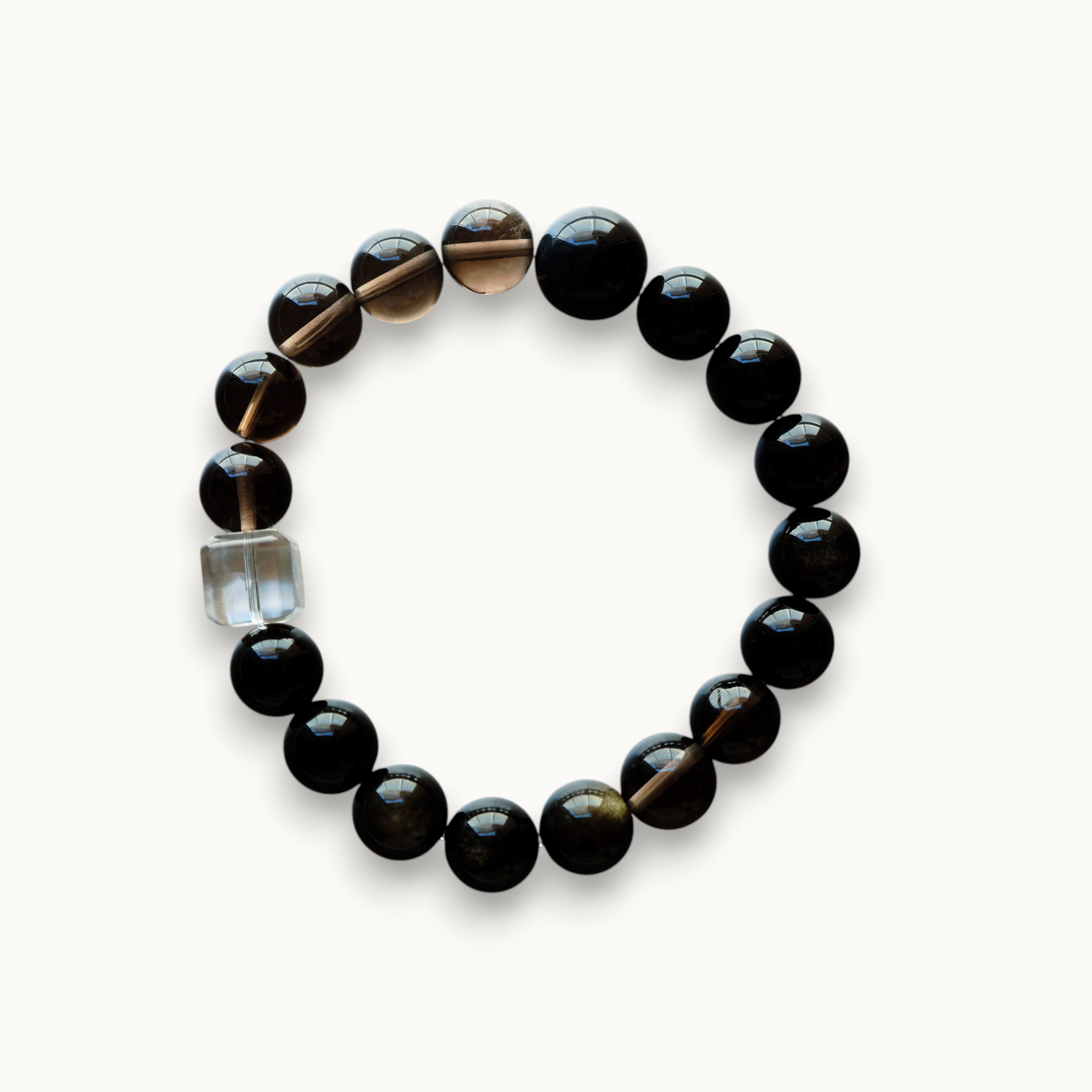 Smoky Ice Obsidian Crystal Bracelet   Protection | Focus | Stress Relief