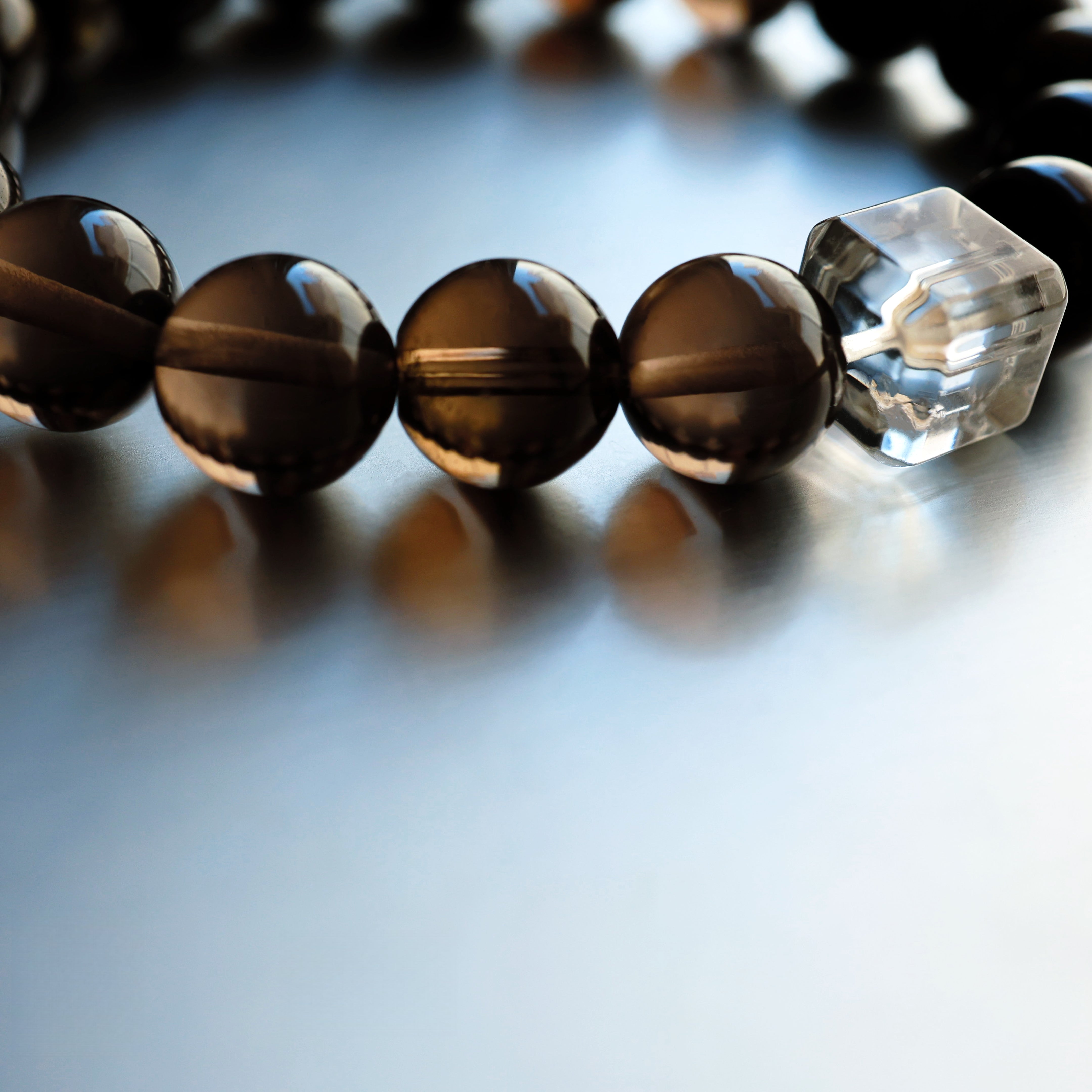 Smoky Ice Obsidian Crystal Bracelet   Protection | Focus | Stress Relief