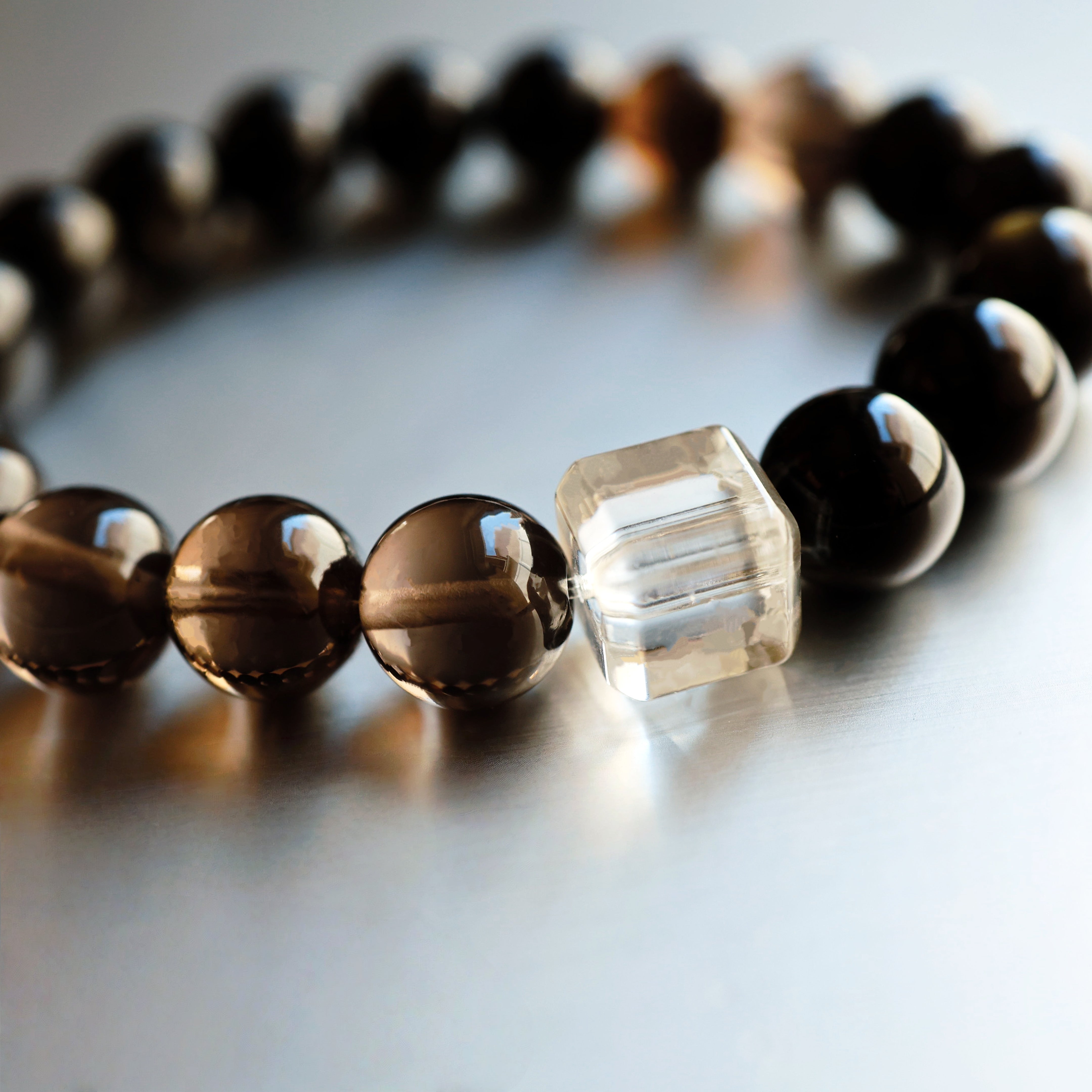 Smoky Ice Obsidian Crystal Bracelet   Protection | Focus | Stress Relief