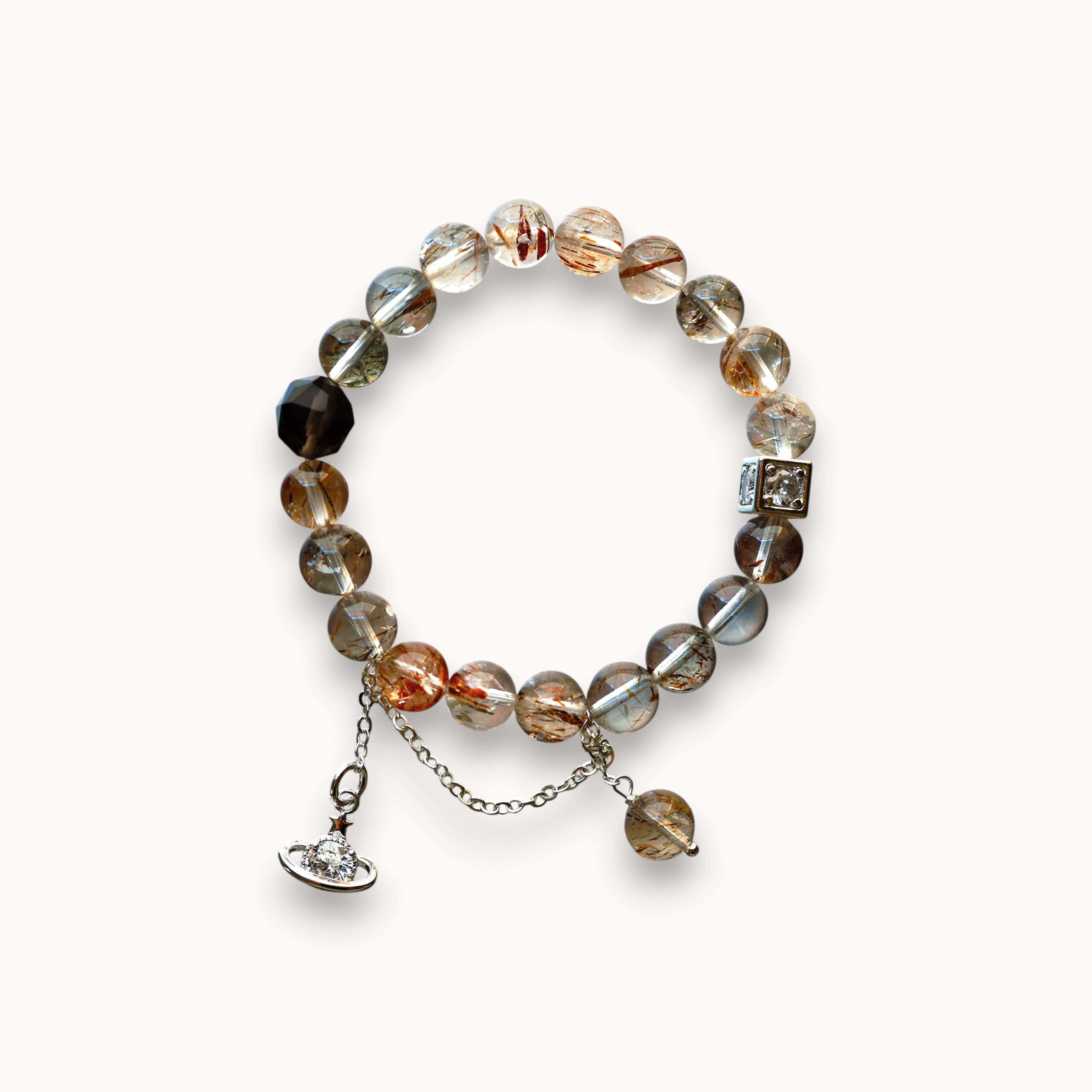 Brown Tourmalinated Quartz Bracelet | Protection · Stability · Clarity
