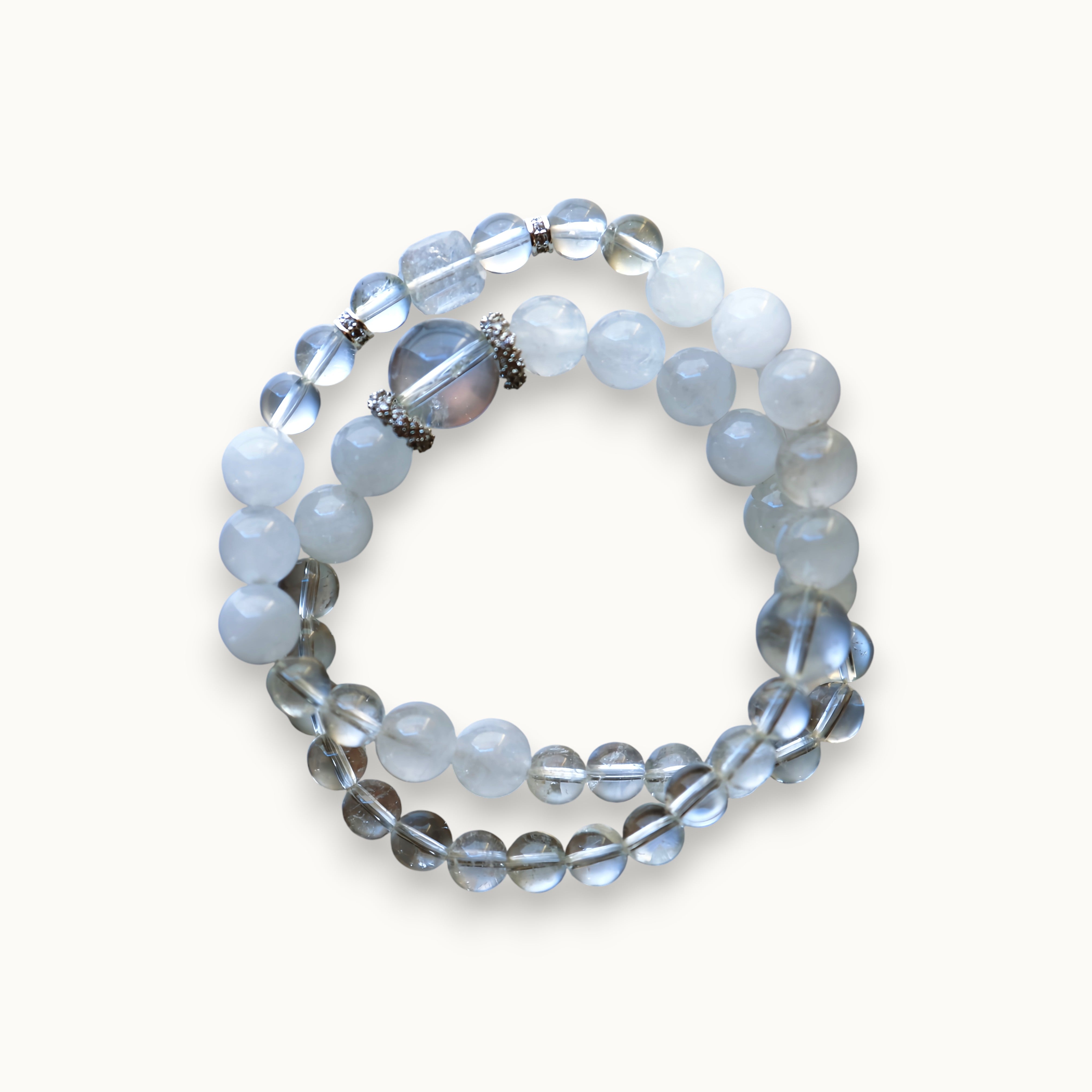 White Quartz Double Layer Bracelet | Energy Purification . Career Success . Meditation Aid