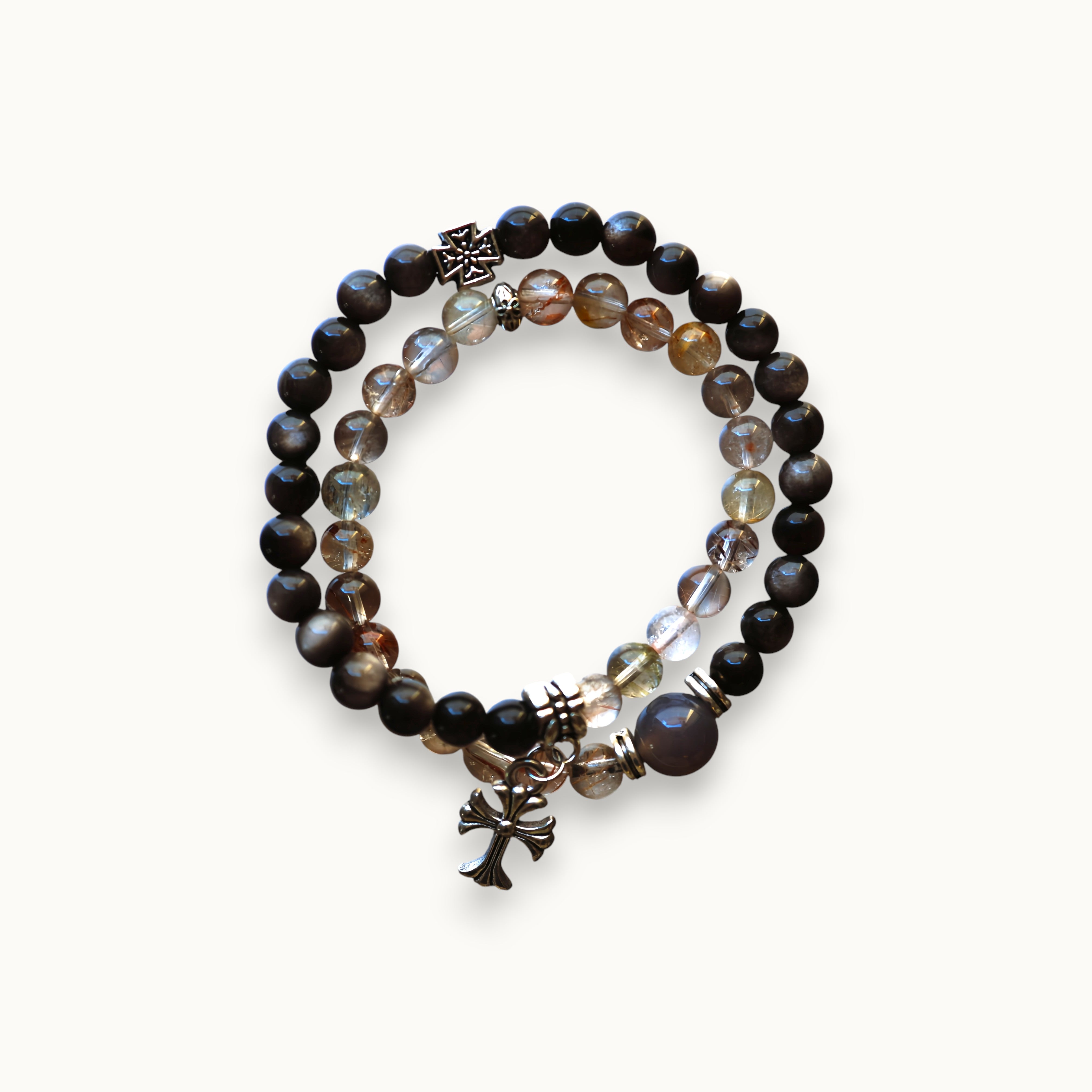 Multi color Rutilated Quartz Double Layer Bracelet | Good Fortune · Attracts Luck · Relieves Stress