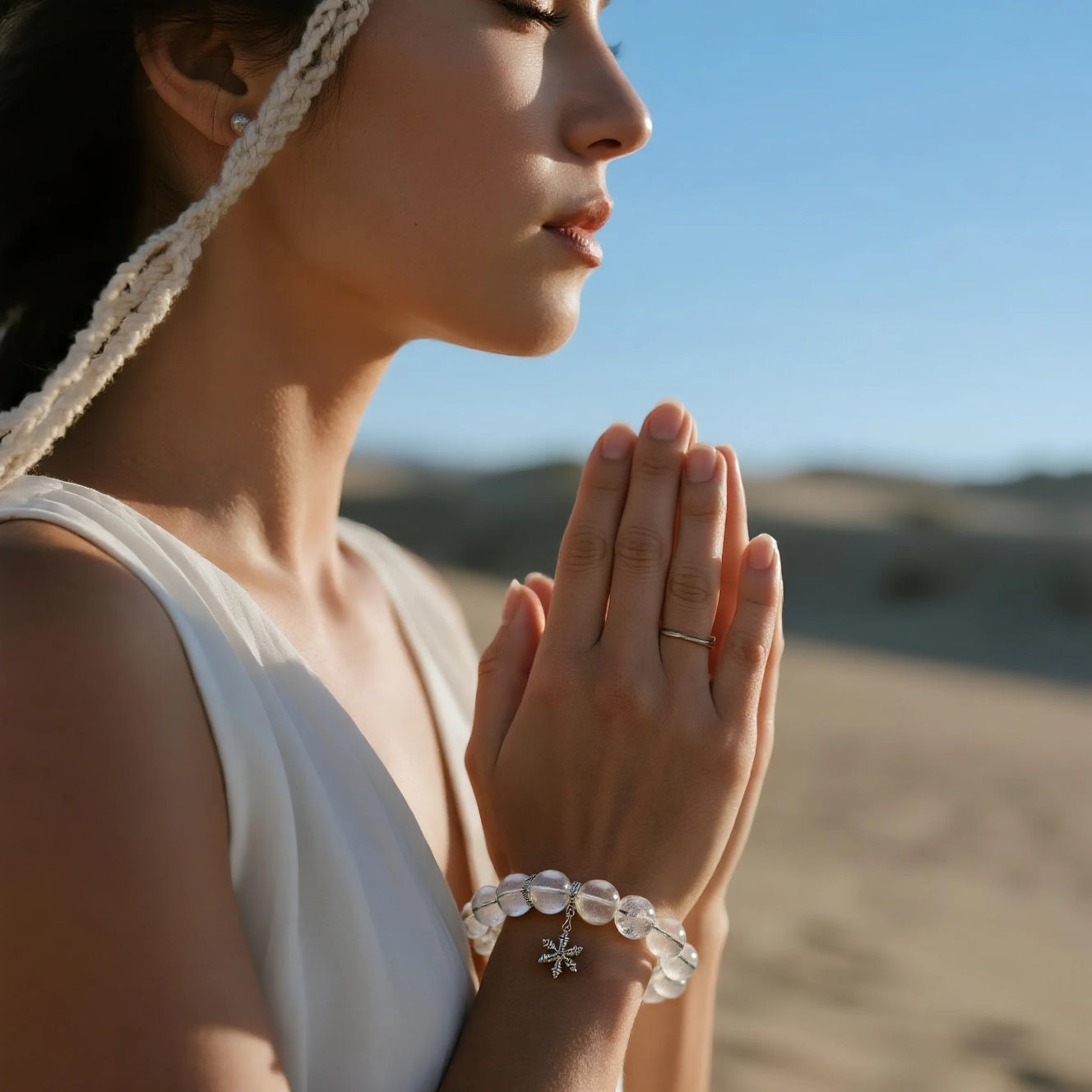 White Azeztulite Crystal Bracelet | Meditation · Spiritual Awareness · Energy Purification