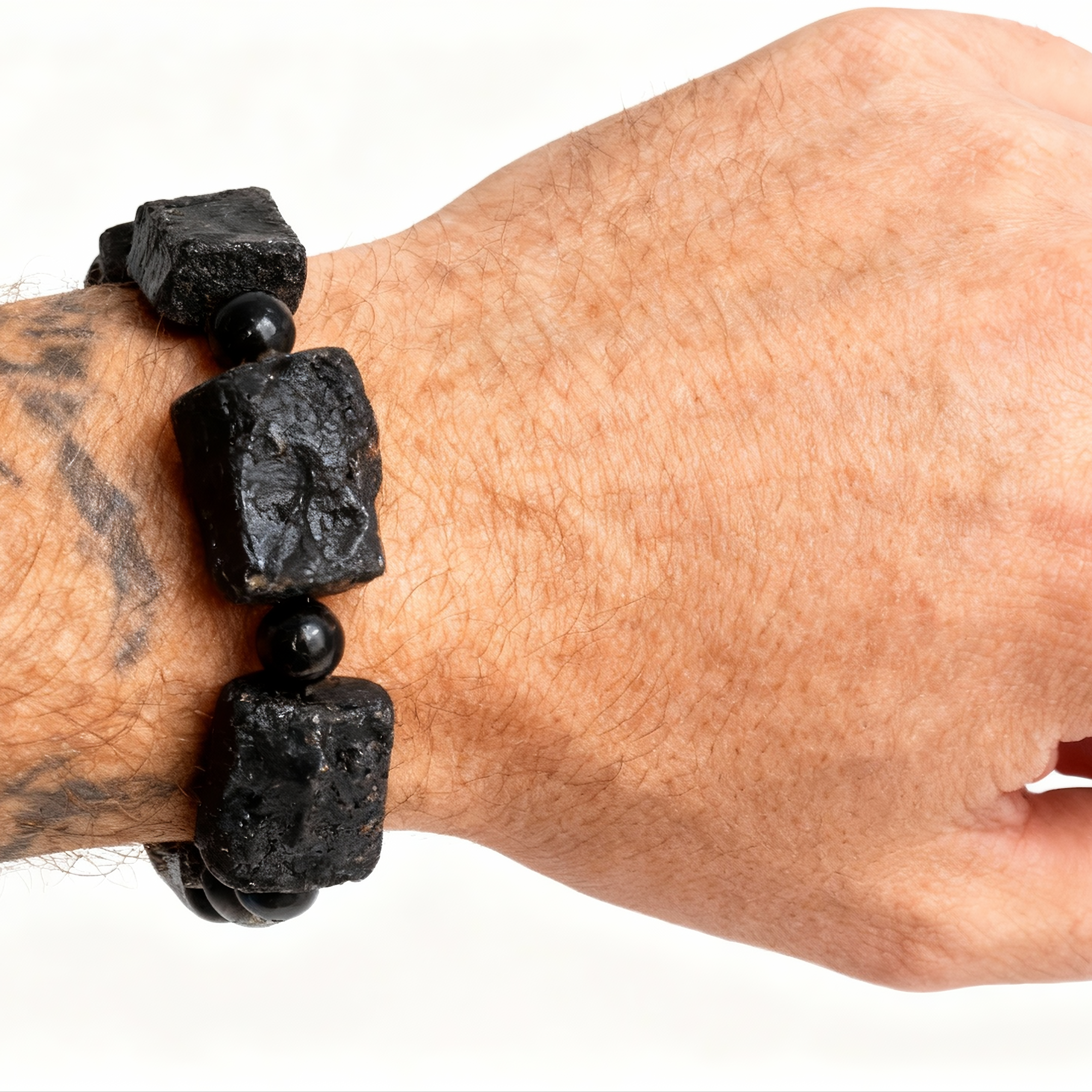 Black Tourmaline Raw Stone Bracelet | Protect Your Energy · Find Your Calm