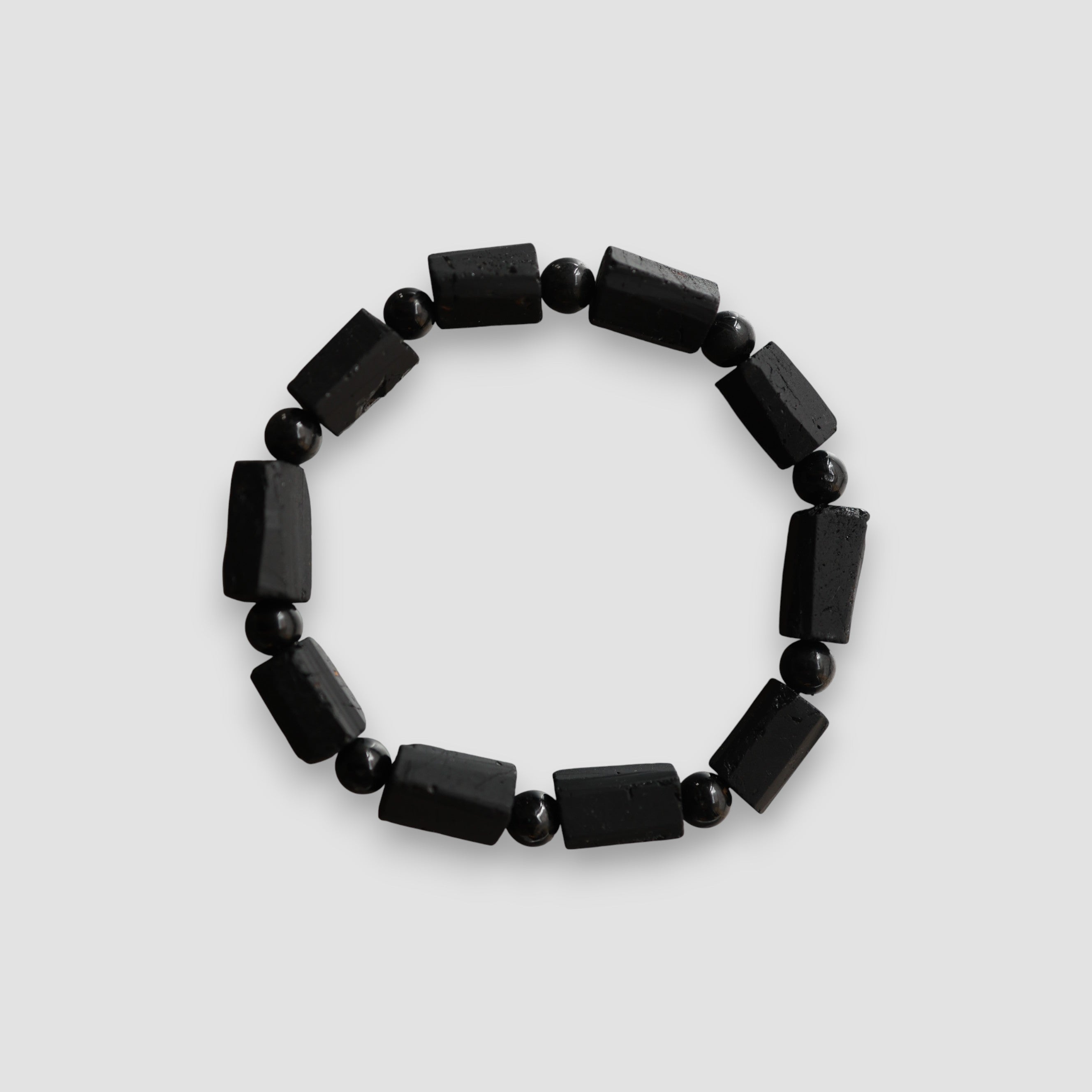 Black Tourmaline Raw Stone Bracelet | Protection · Grounding · Stress Relief