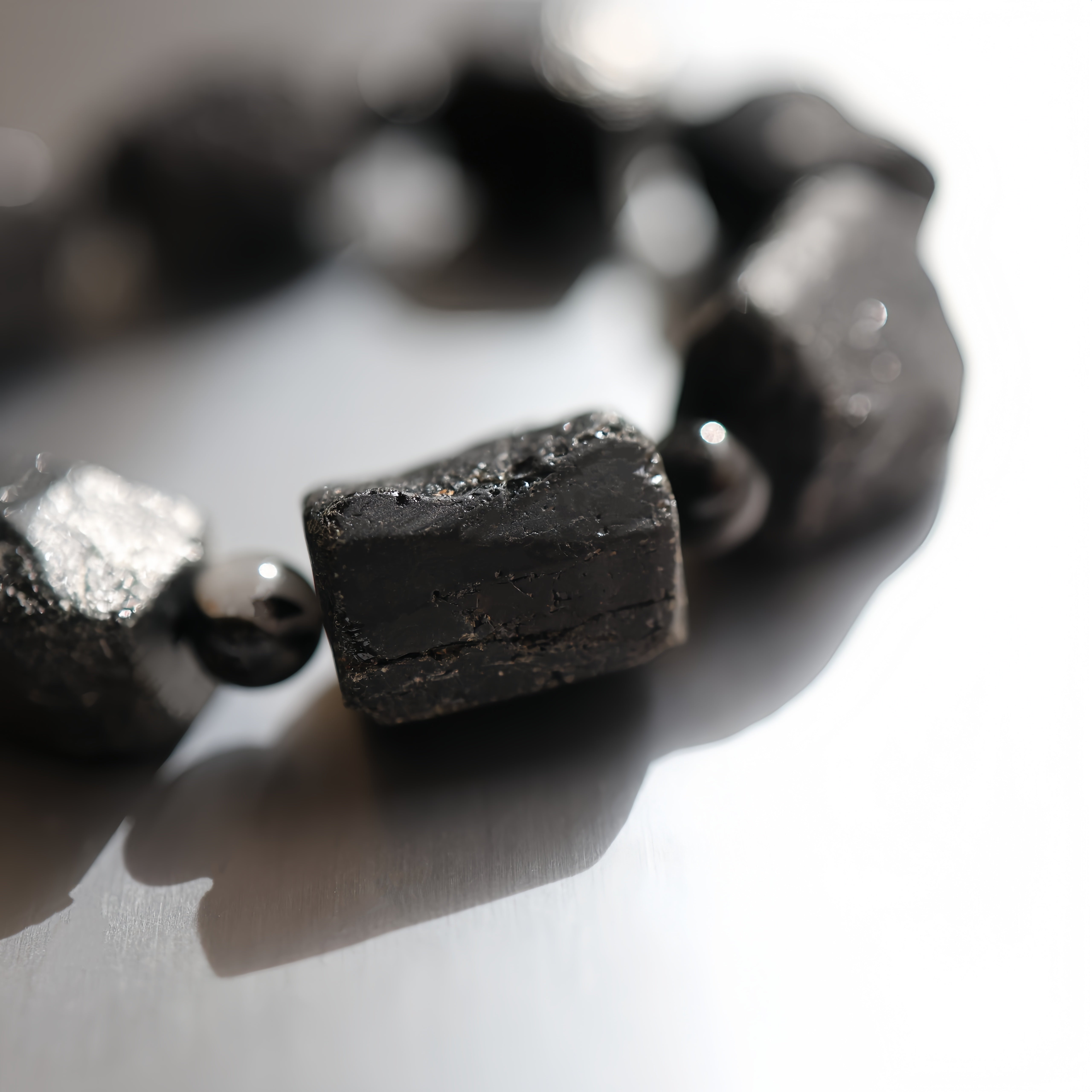Black Tourmaline Raw Stone Bracelet | Protect Your Energy · Find Your Calm