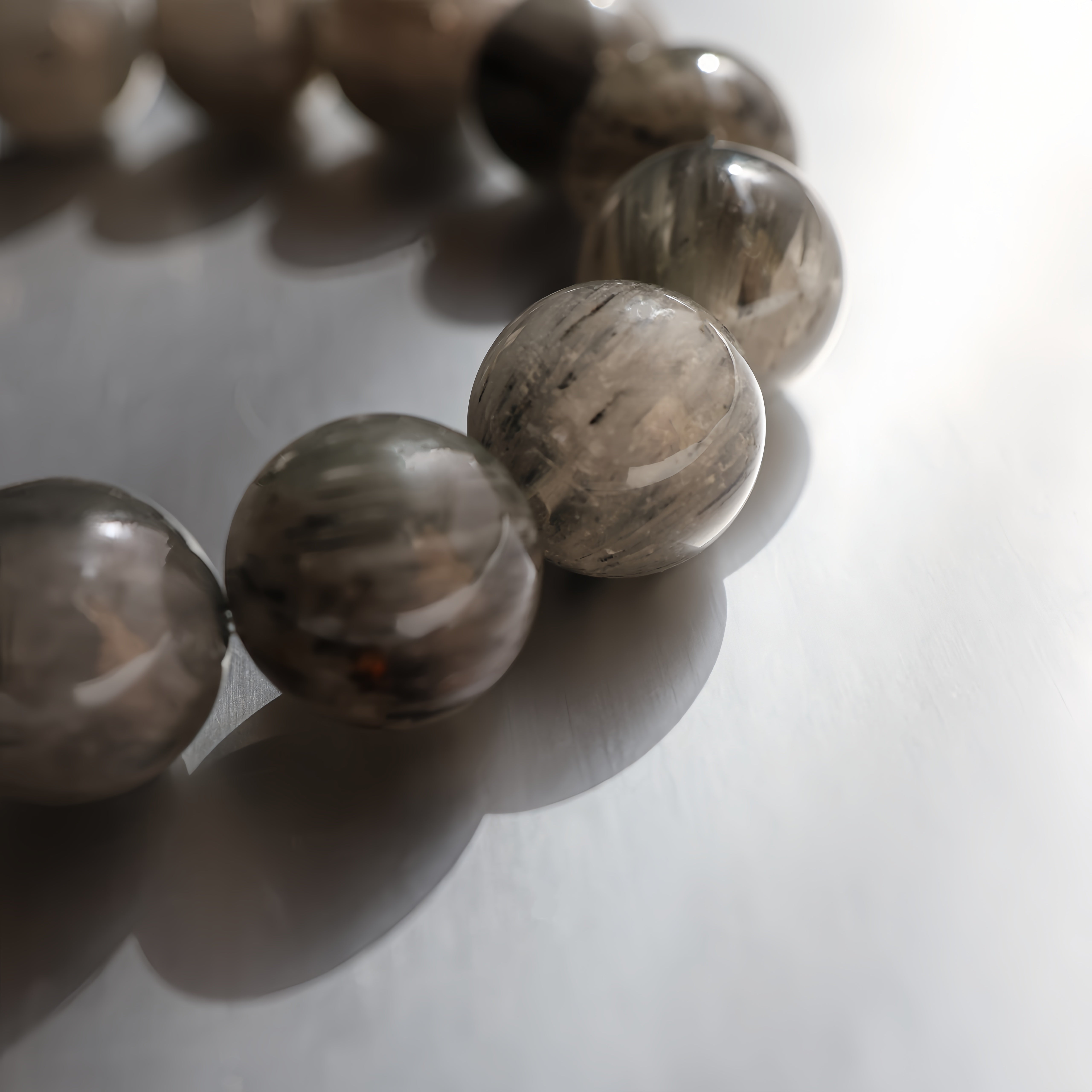 Grey Rabbit Hair Phantom Quartz Bracelet | Energy Cleansing · Emotional Balance · Intuition Boost