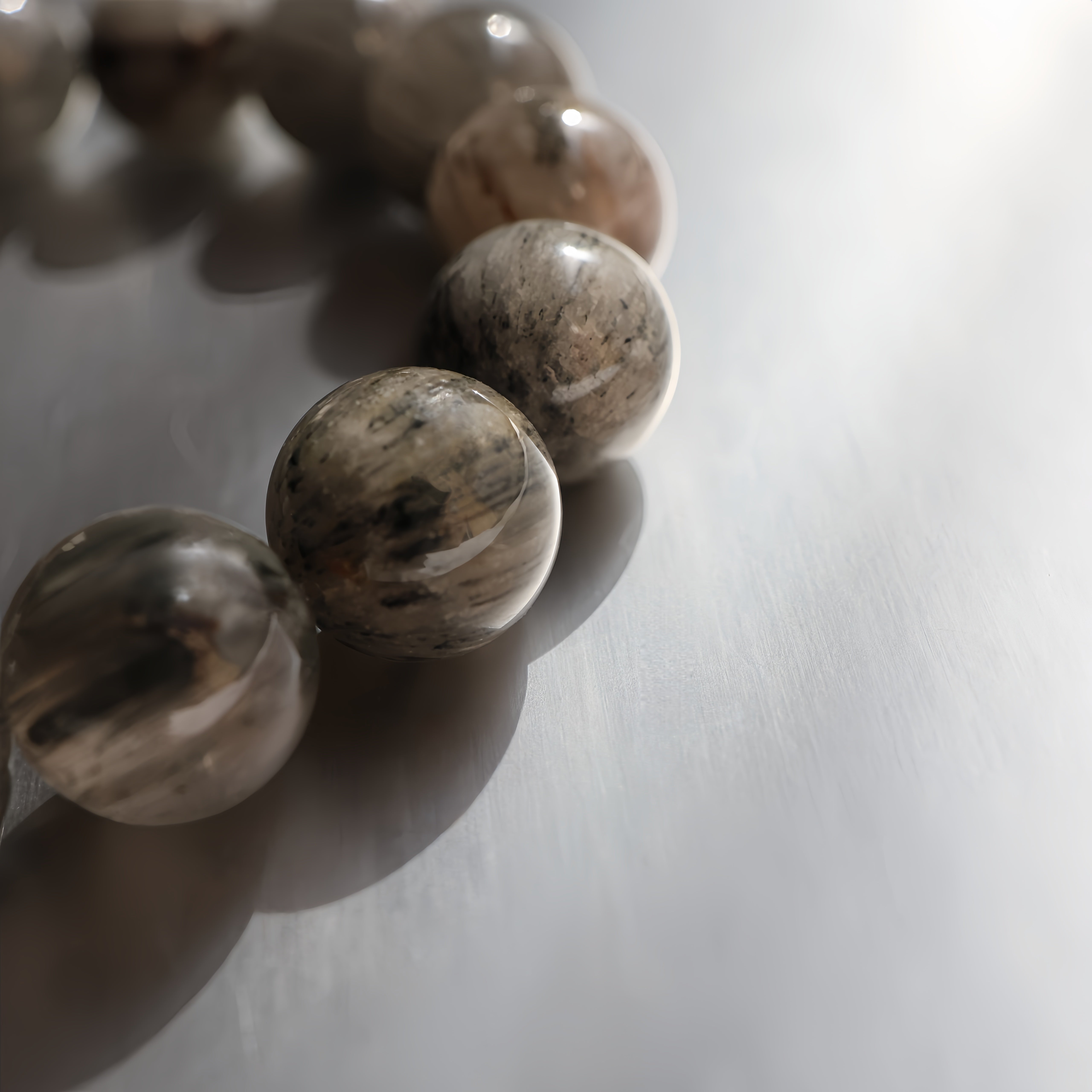 Grey Rabbit Hair Phantom Quartz Bracelet | Energy Cleansing · Emotional Balance · Intuition Boost