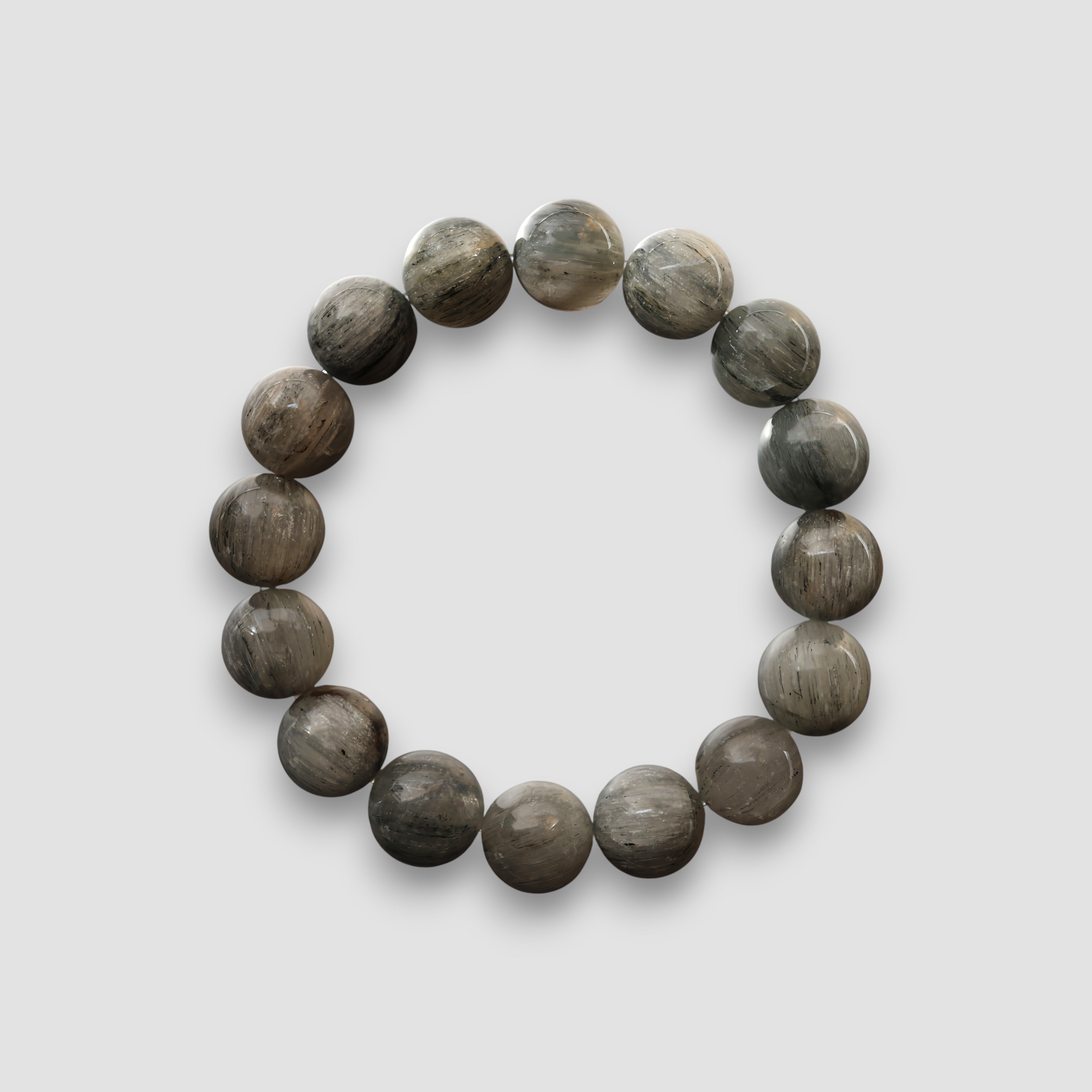 Grey Rabbit Hair Phantom Quartz Bracelet | Energy Cleansing · Emotional Balance · Intuition Boost
